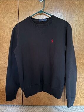 Polo by Ralph Lauren Black Crewneck Sweatshirt with Red Pony